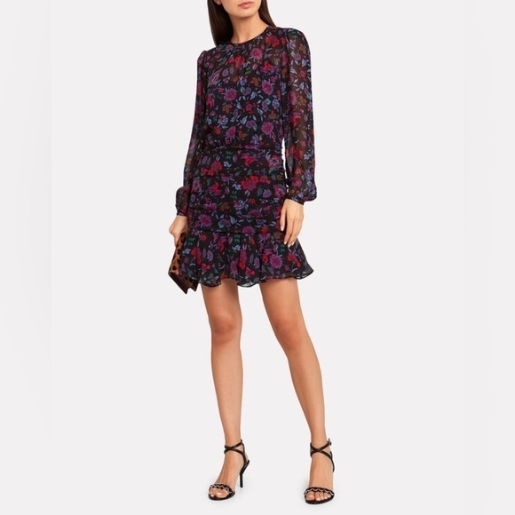 VERONICA BEARD Robin floral ruffle crepe mini dress 0 NWT - Picture 3 of 9